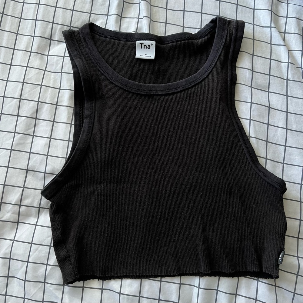 Tna Black Ribbed Crop Top